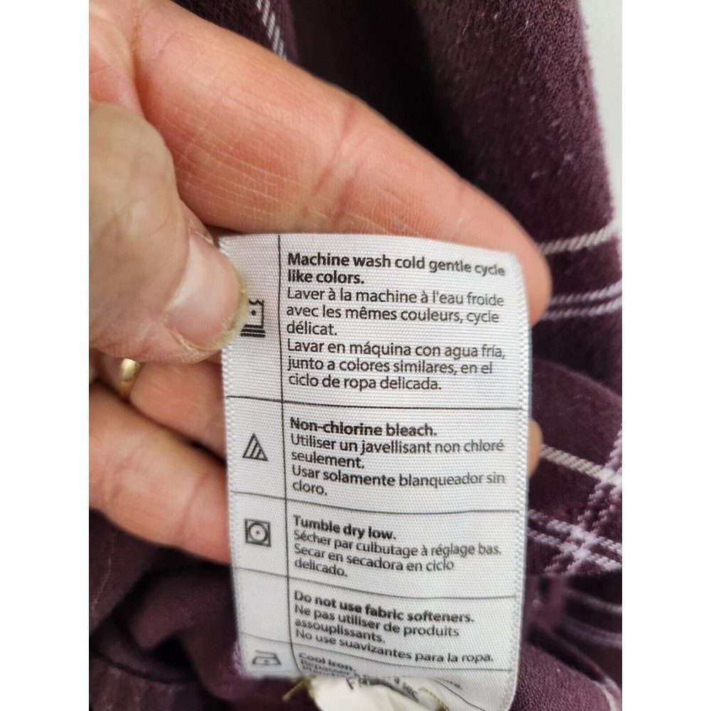 Carhartt Burgundy Check Long Sleeve Button Up Flannel Shirt Size Small - Picture 6 of 7